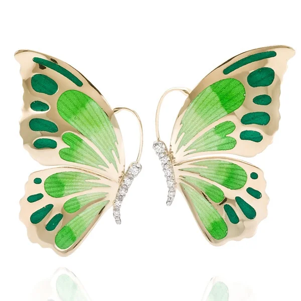 18 kt gold enamel butterfly earrings - Artlinea S.r.l.