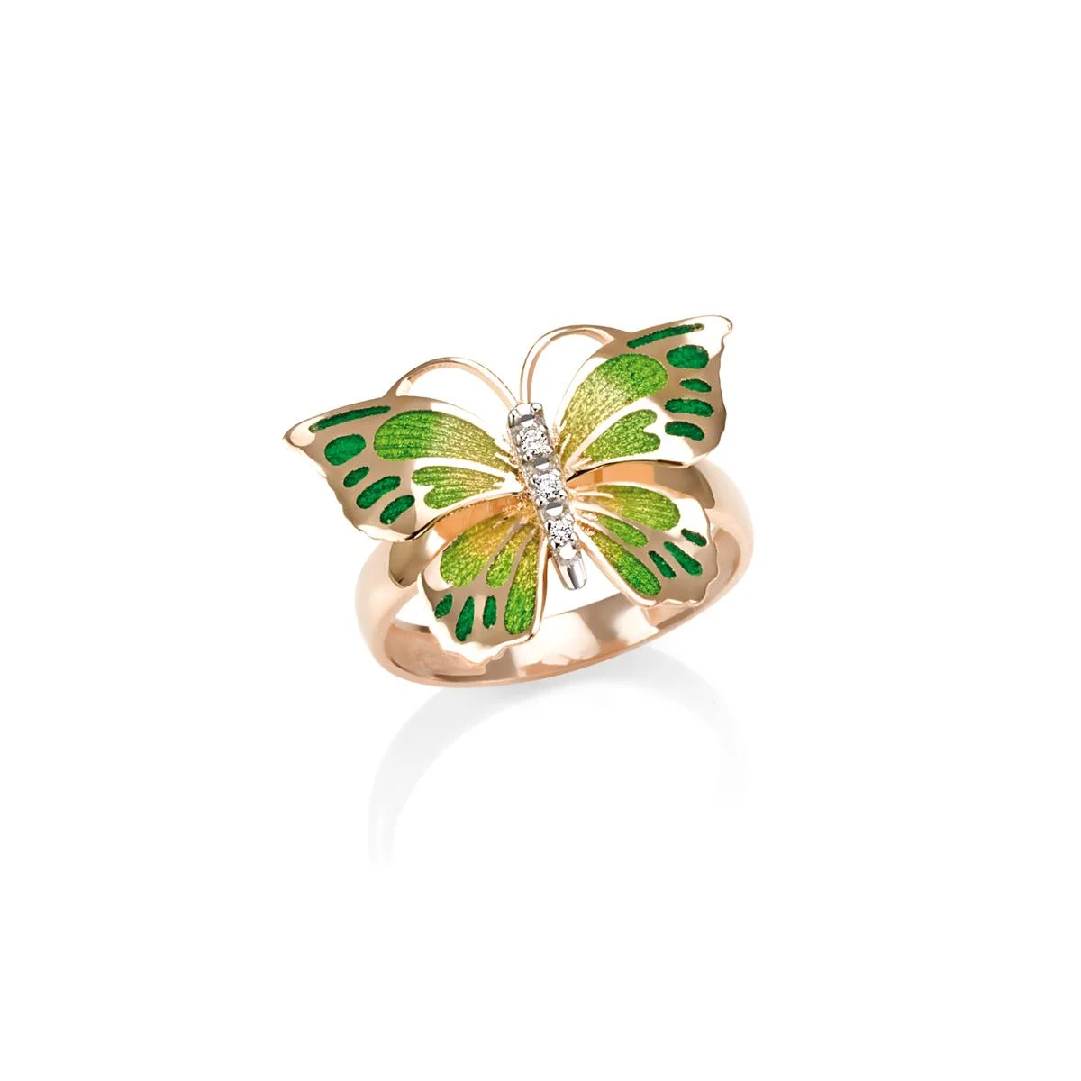 18 kt gold enamelled butterfly ring - Artlinea S.r.l.