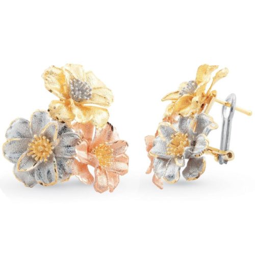 Camelia three-color satin clip earrings in 18kt gold - OE4330-L2