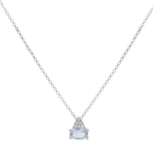 18 kt white gold necklace with aquamarine and diamonds - CD668/AC-LB